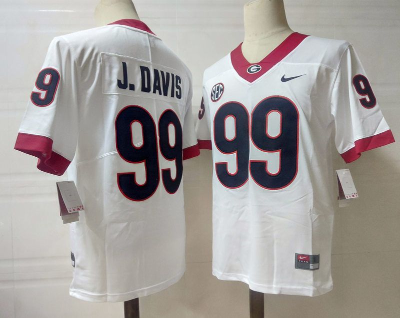 Men Georgia Bulldogs #99 J.Davis White Nike 2025 NCAA Jersey